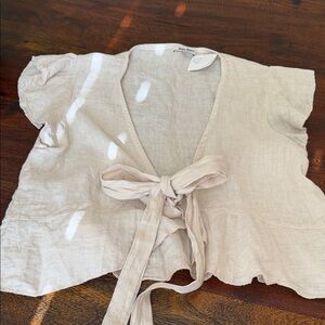 Linen Tie-Front Blouse